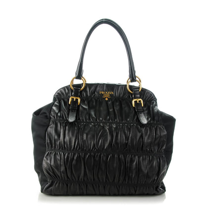 Prada Tessuto Nylon Nappa Gaufre Shoulder Bag Nero Black 1 of 8