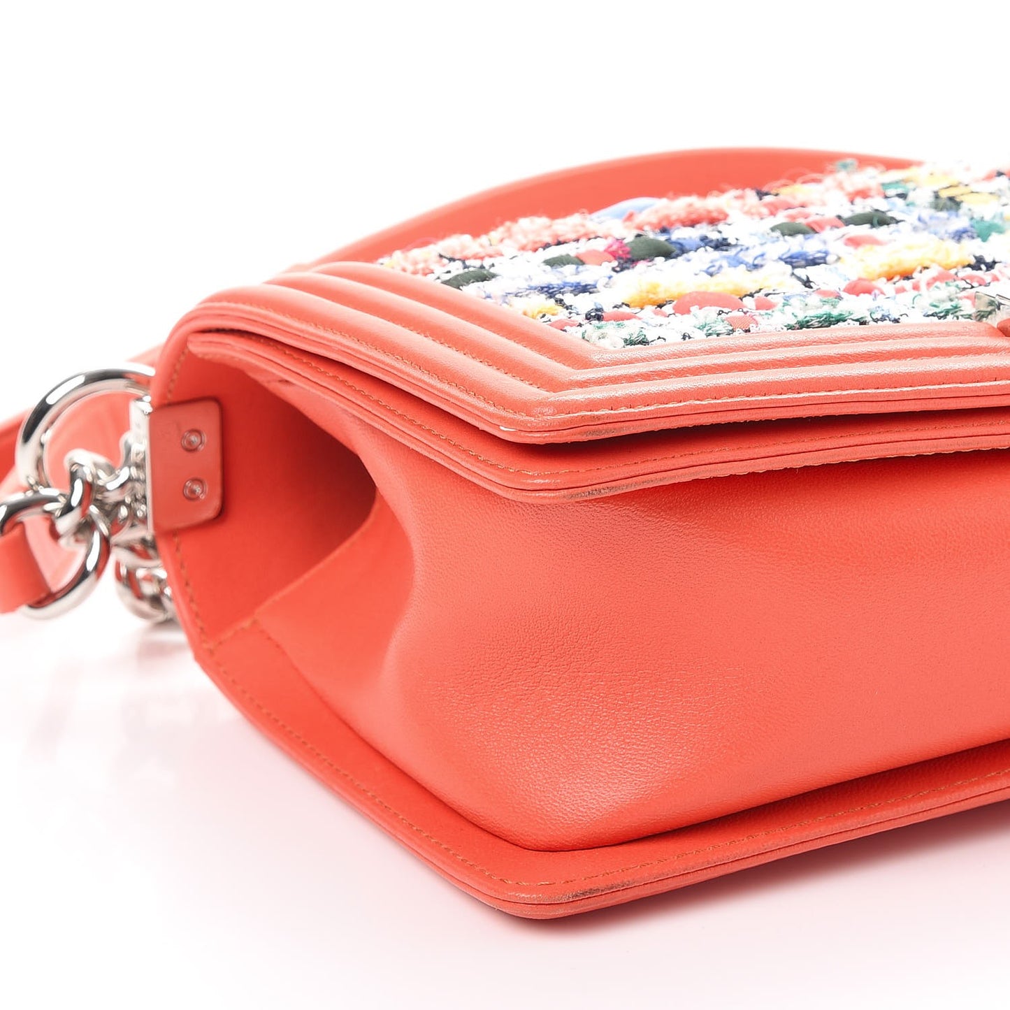 Lambskin Tweed Medium Boy Flap Coral