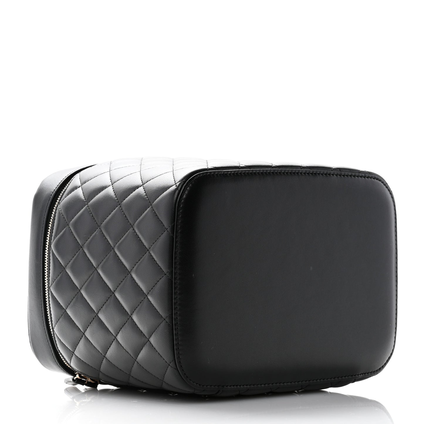 Lambskin Quilted Large Vanity Pouch Black