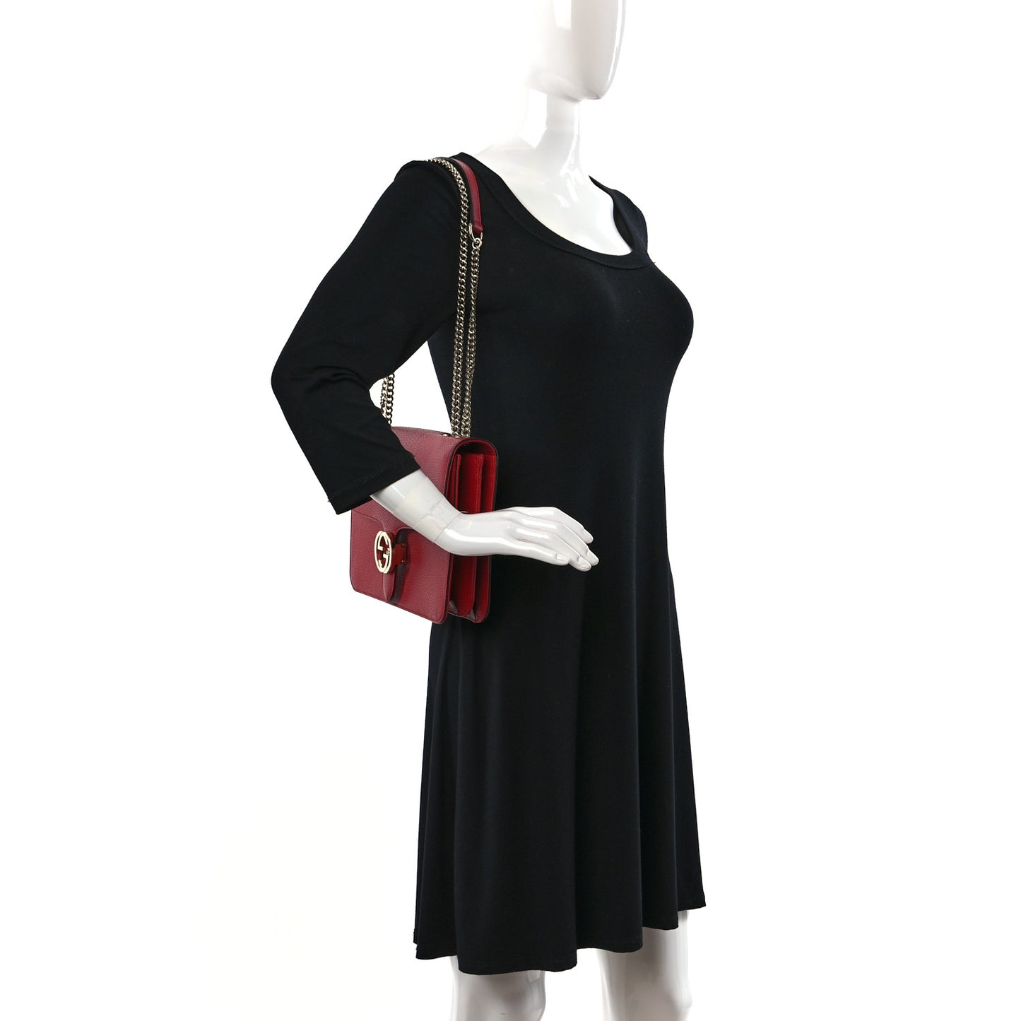 Dollar Calfskin Interlocking G Shoulder Bag Red