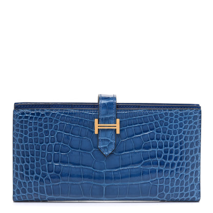 Hermes Shiny Alligator Bearn Wallet Mykonos 1 of 8