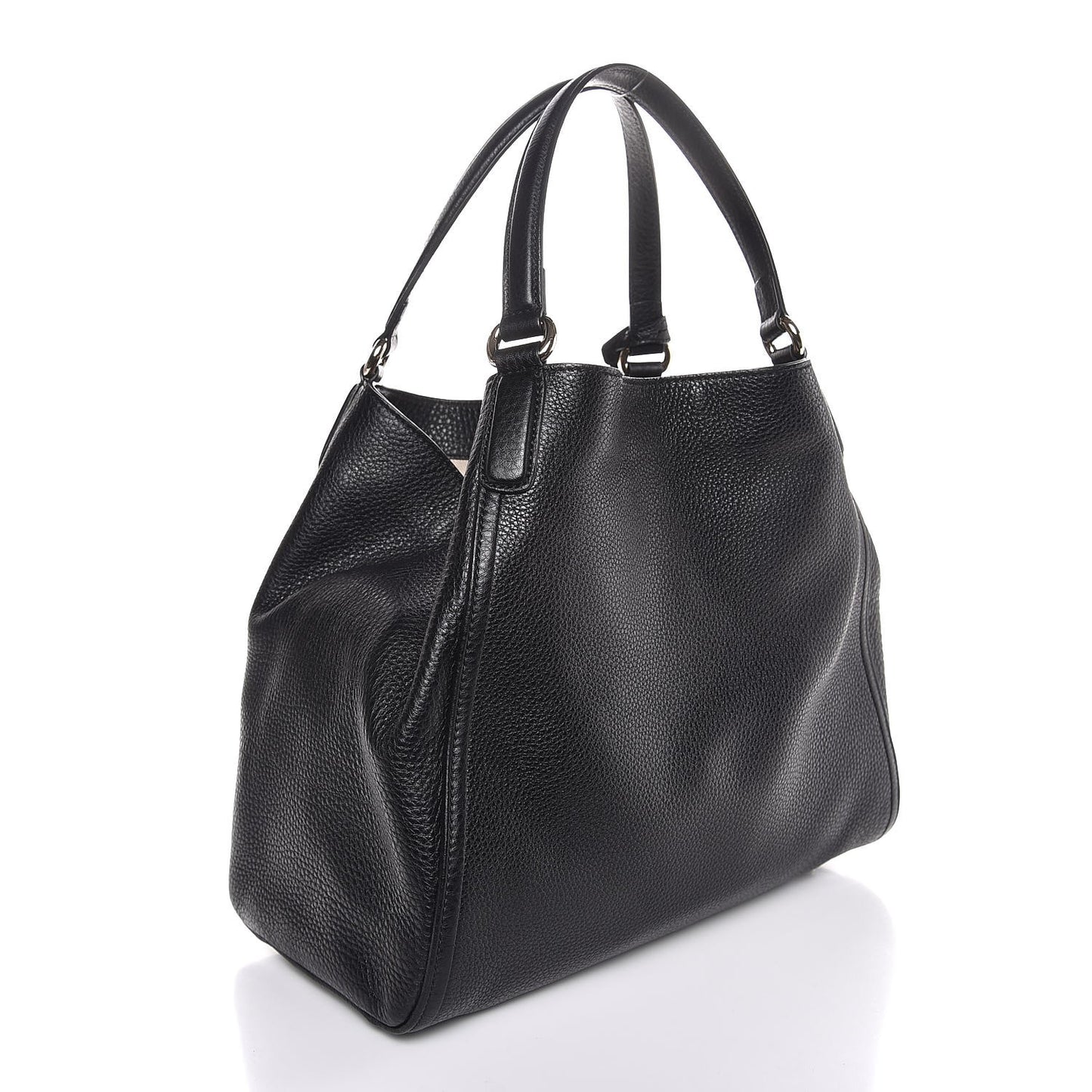 Pebbled Calfskin Medium Soho Shoulder Bag Black