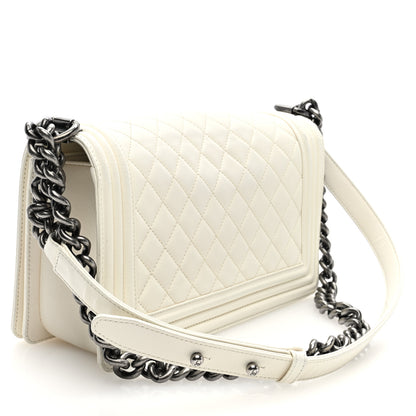 Chanel Calfskin Quilted Medium Boy Flap White 3 of 10