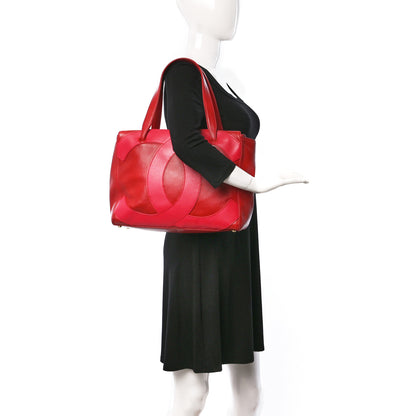 Chanel Calfskin CC Stitched Tote Red 2 of 20