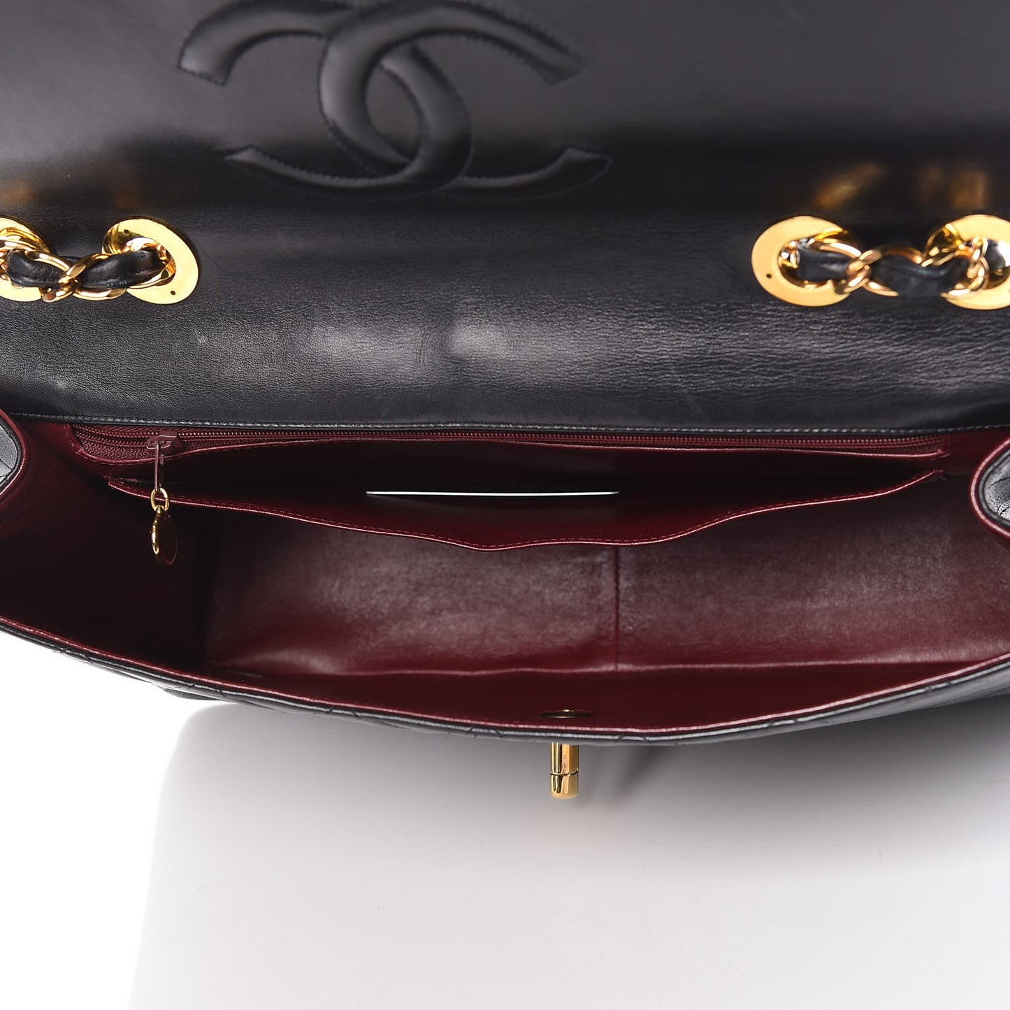 Lambskin Quilted XL Jumbo Single Flap Black