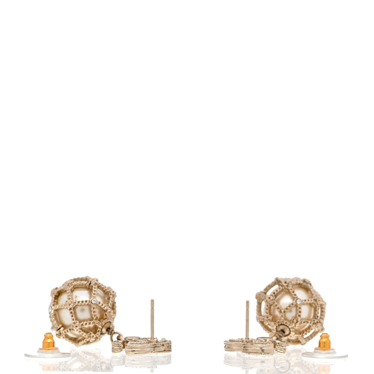 Chanel Pearl Caged CC Drop Earrings Gold 3 of 4