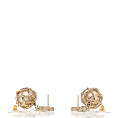 Chanel Pearl Caged CC Drop Earrings Gold 3 of 4