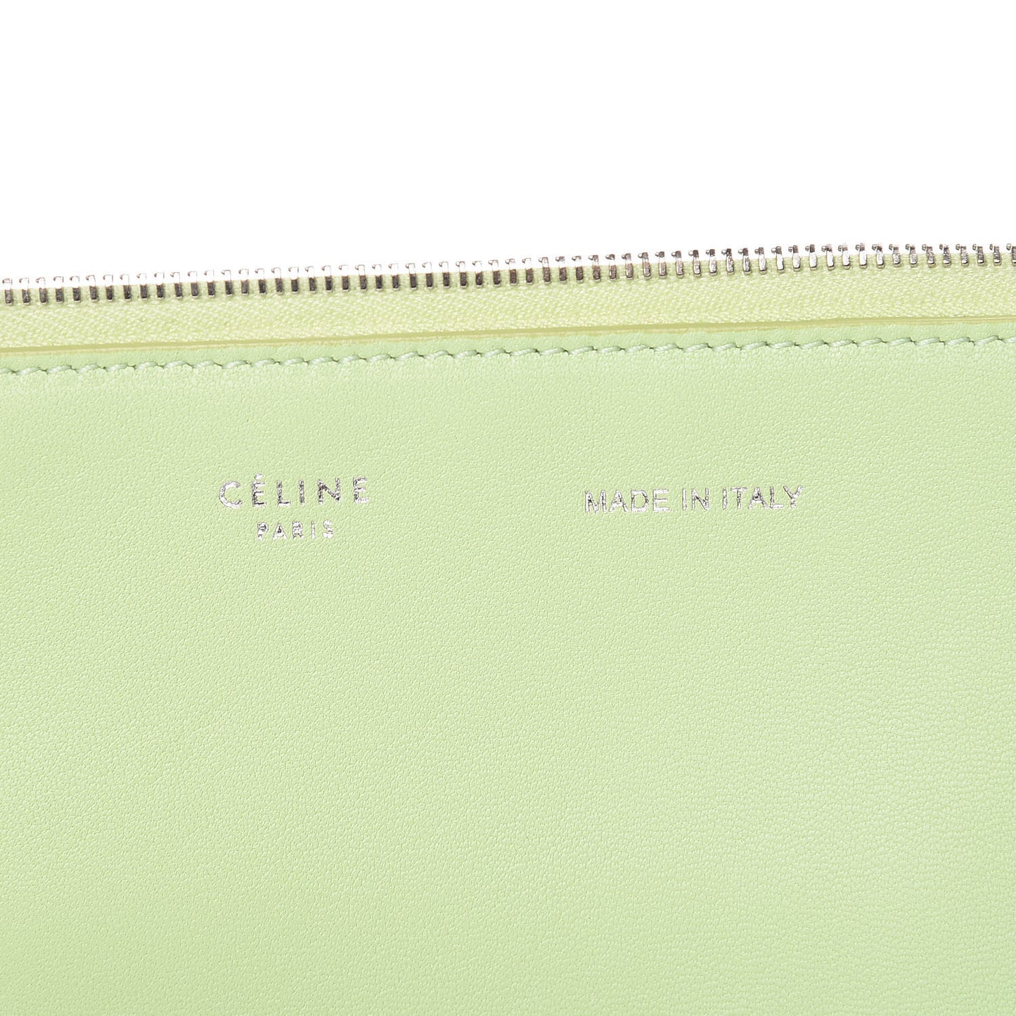 Plastic Bag with Cloudy Lambskin Solo Zip Pouch Clutch Lime