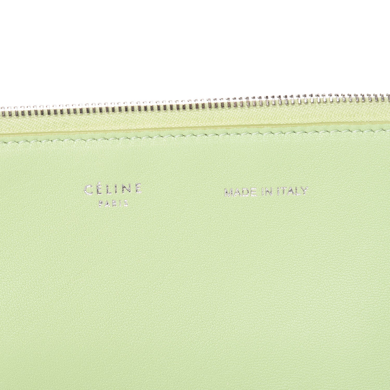 Celine Plastic Bag with Cloudy Lambskin Solo Zip Pouch Clutch Lime 7 of 9
