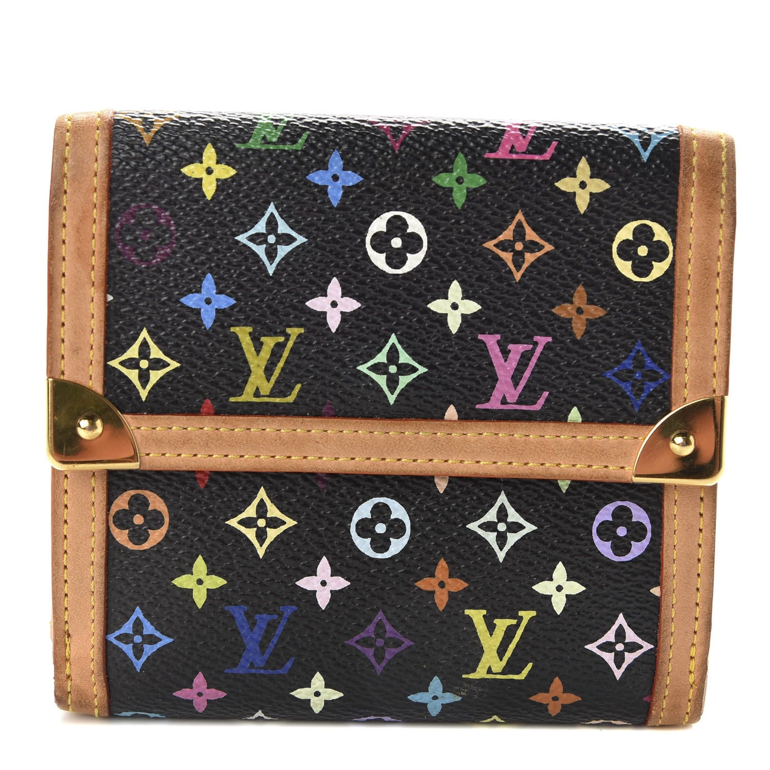 Louis Vuitton Monogram Multicolor Porte-Monnaie Billets Wallet Black 1 of 8