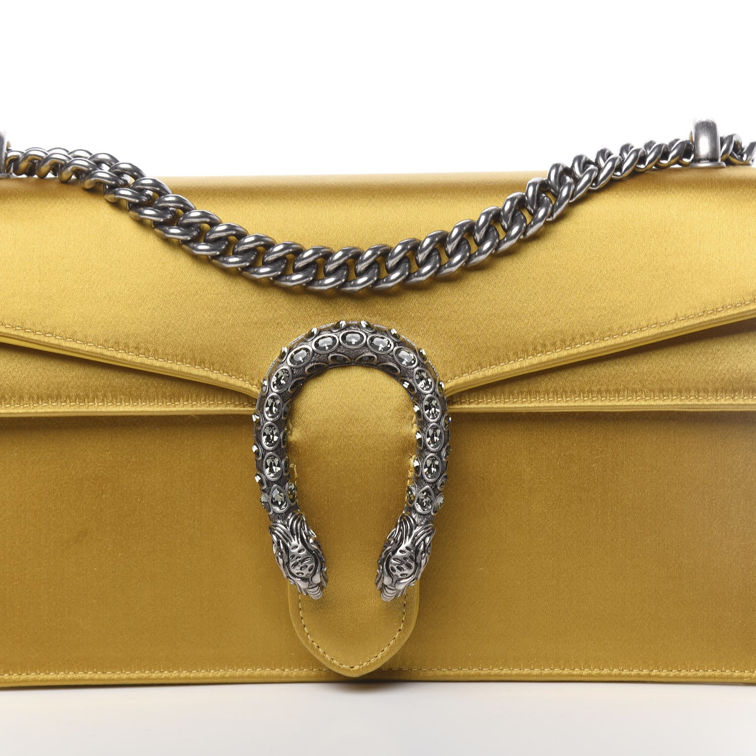 Gucci Satin Silk Crystal Small Dionysus Shoulder Bag Gold Black Diamond 10 of 12