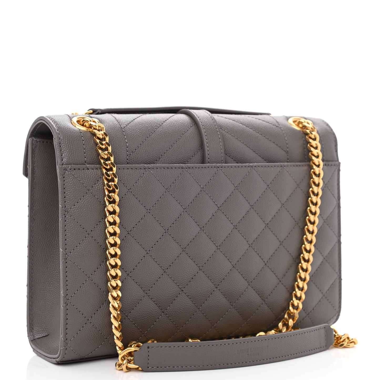 Grain De Poudre Textured Mixed Matelasse Medium Triquilt Monogram Satchel Earth