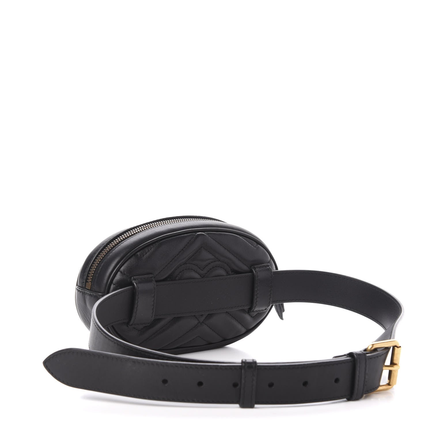 Gucci Calfskin Matelasse GG Marmont Belt Bag 85 34 Black 3 of 11