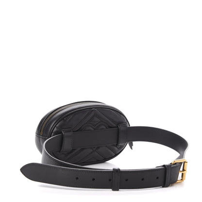 Gucci Calfskin Matelasse GG Marmont Belt Bag 85 34 Black 3 of 11