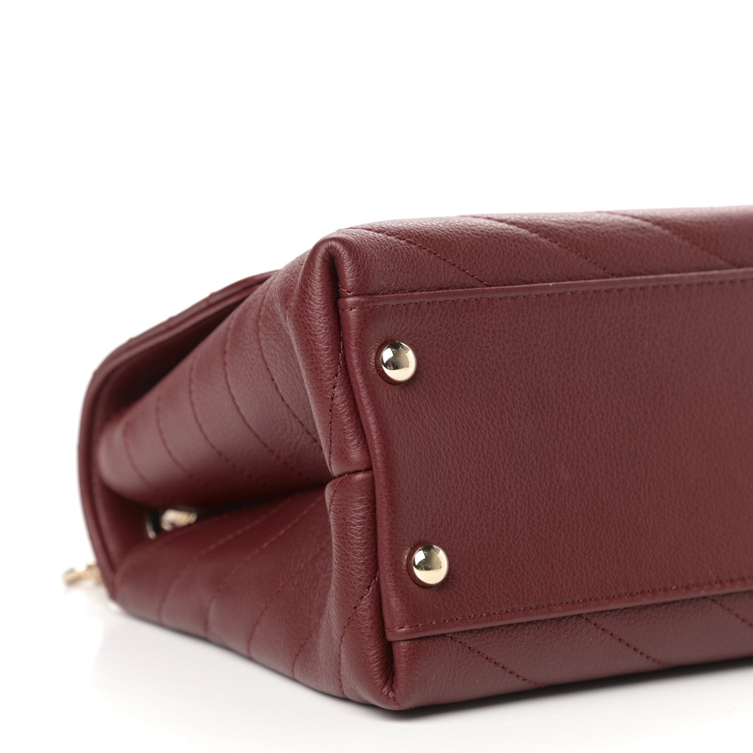 Chanel Grained Calfskin Small Chevron Chic Top Handle Flap Red 8 of 10