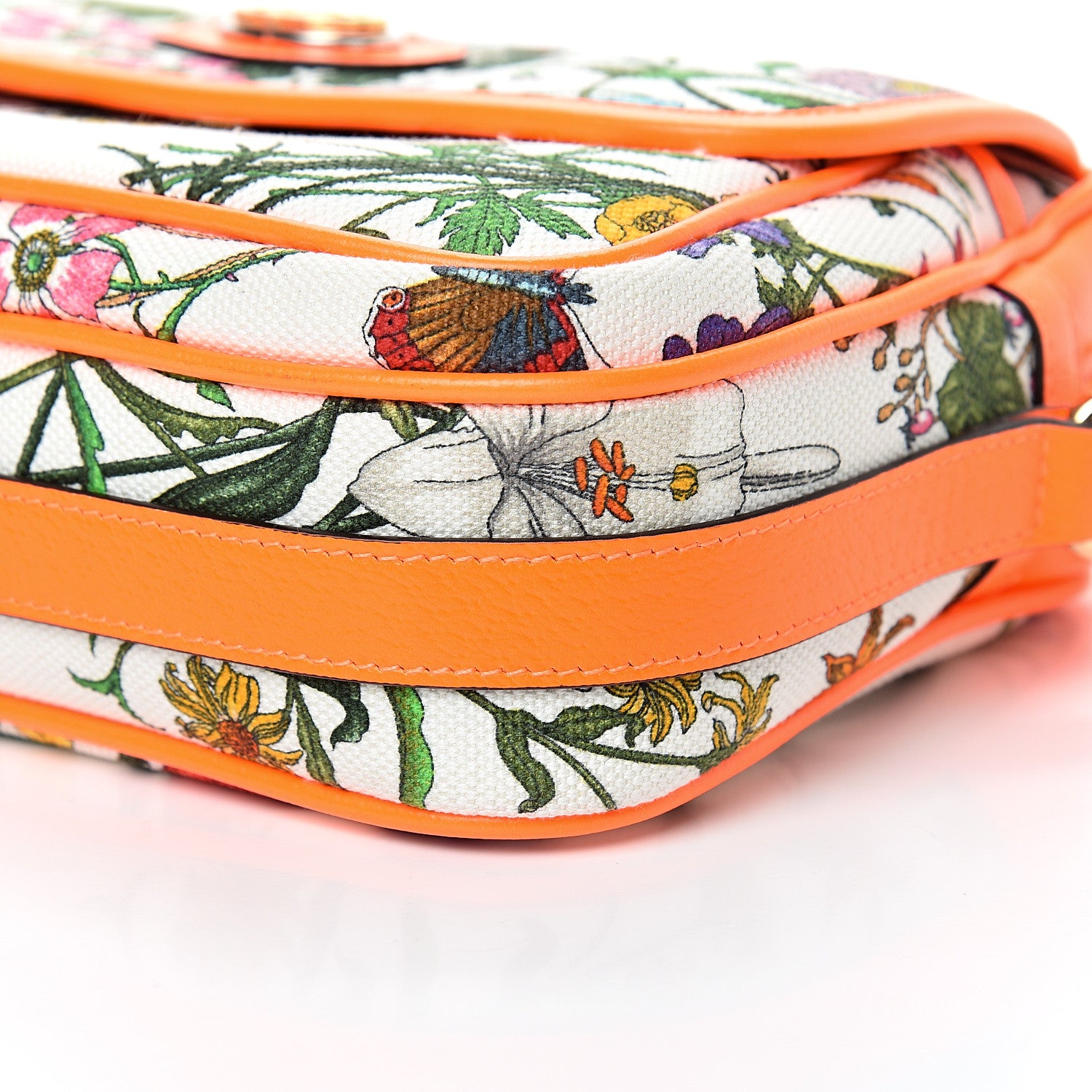 Gucci Canvas Flora Floral Shoulder Bag White Orange Fluo 9 of 10