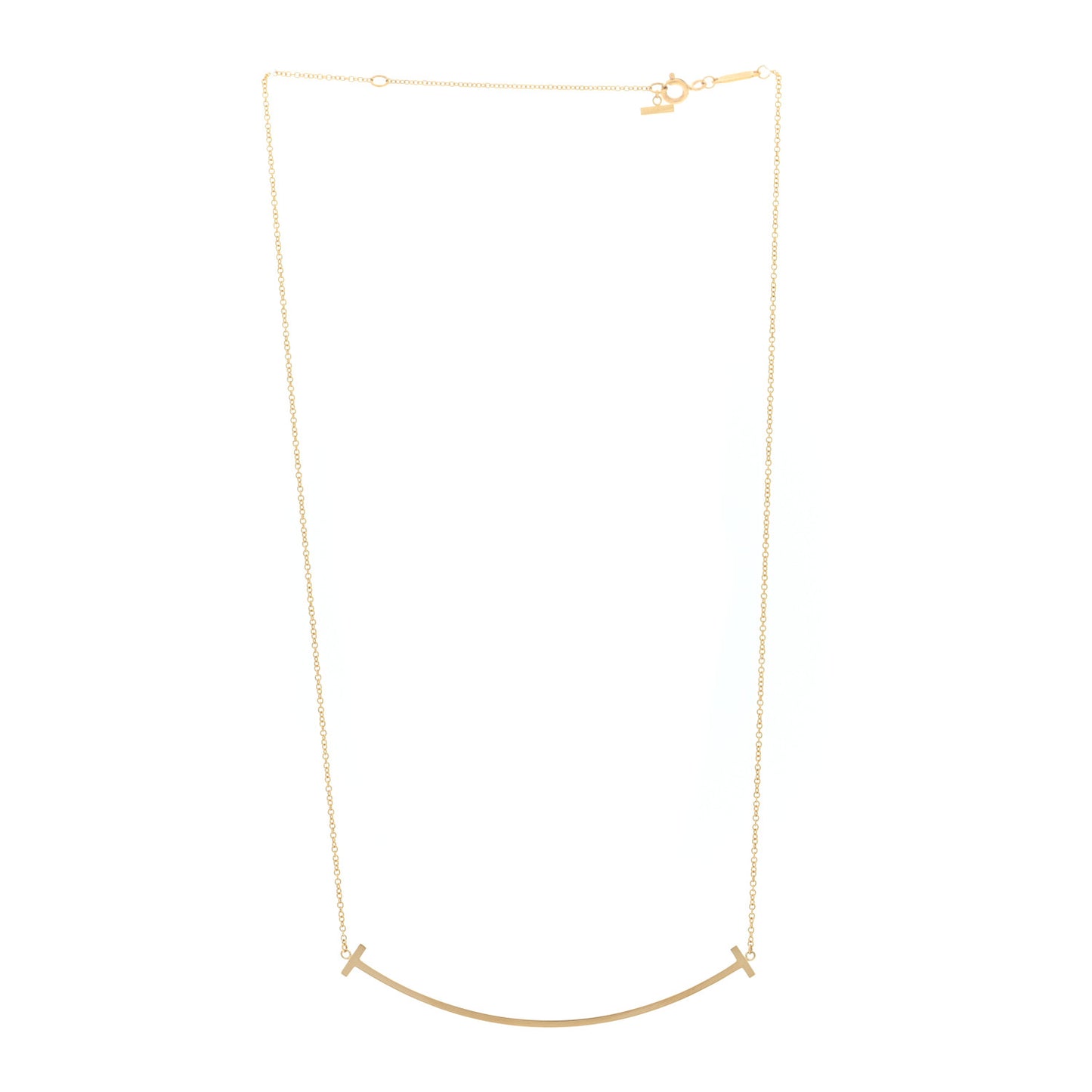 18K Yellow Gold Large T Smile Pendant Necklace