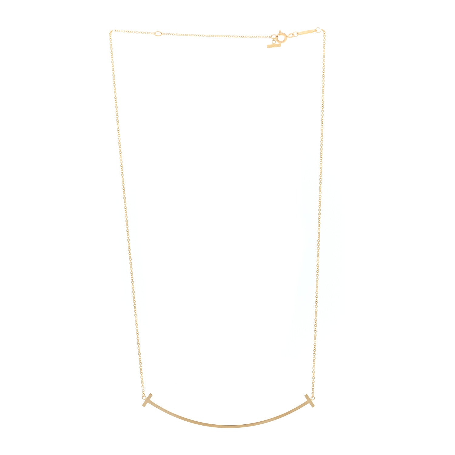 Tiffany 18K Yellow Gold Large T Smile Pendant Necklace 3 of 5