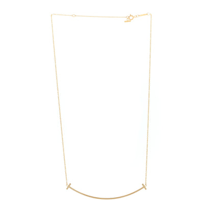 Tiffany 18K Yellow Gold Large T Smile Pendant Necklace 3 of 5