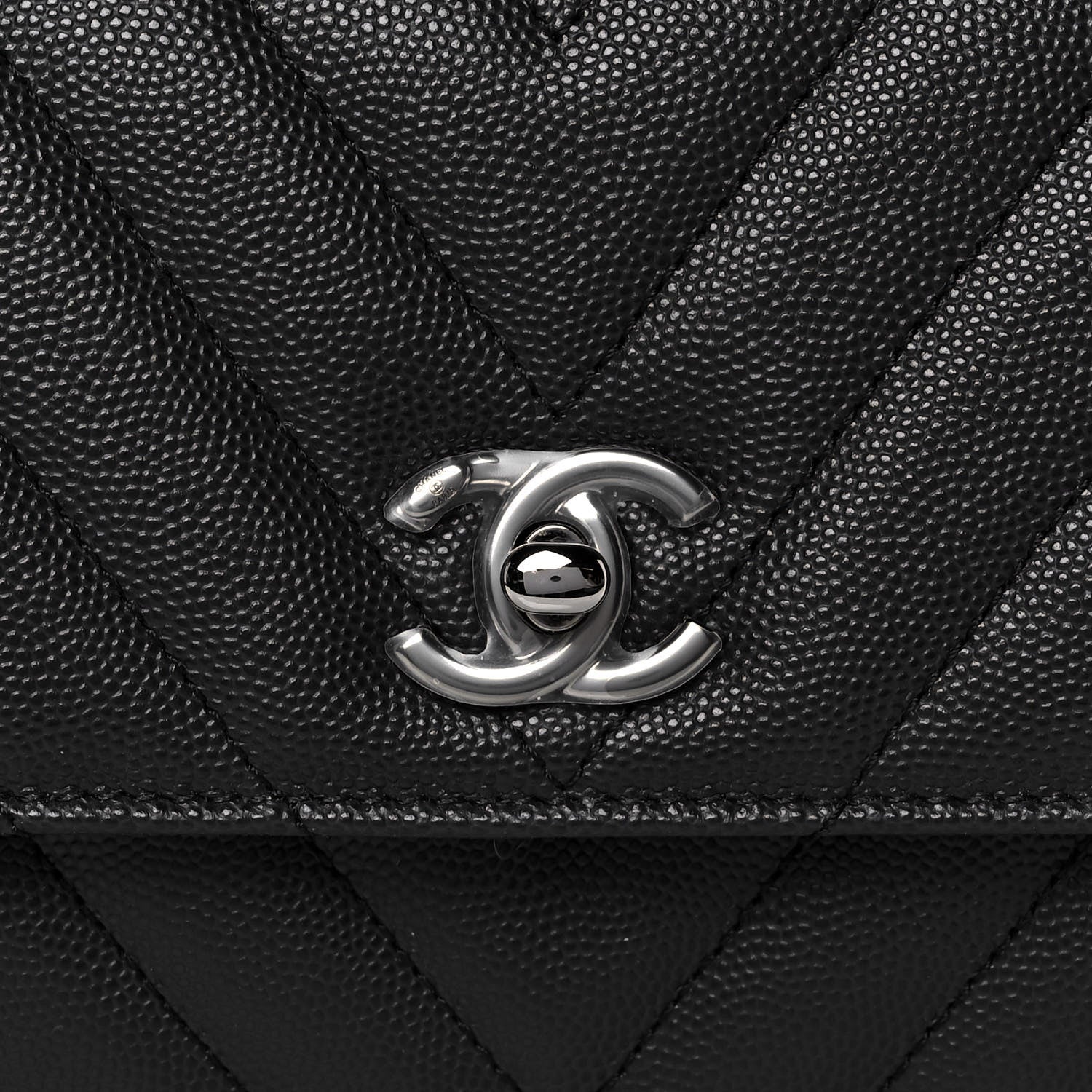 Chanel Caviar Chevron Quilted Mini Coco Handle Flap Dark Grey 8 of 11