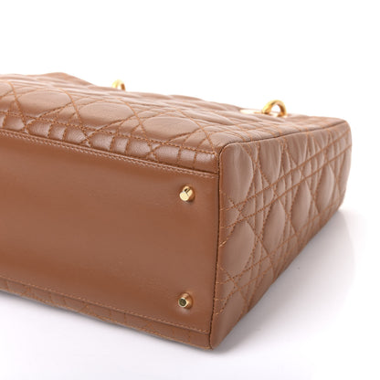 Christian Dior Lambskin Cannage Medium Lady Dior Tan 8 of 11