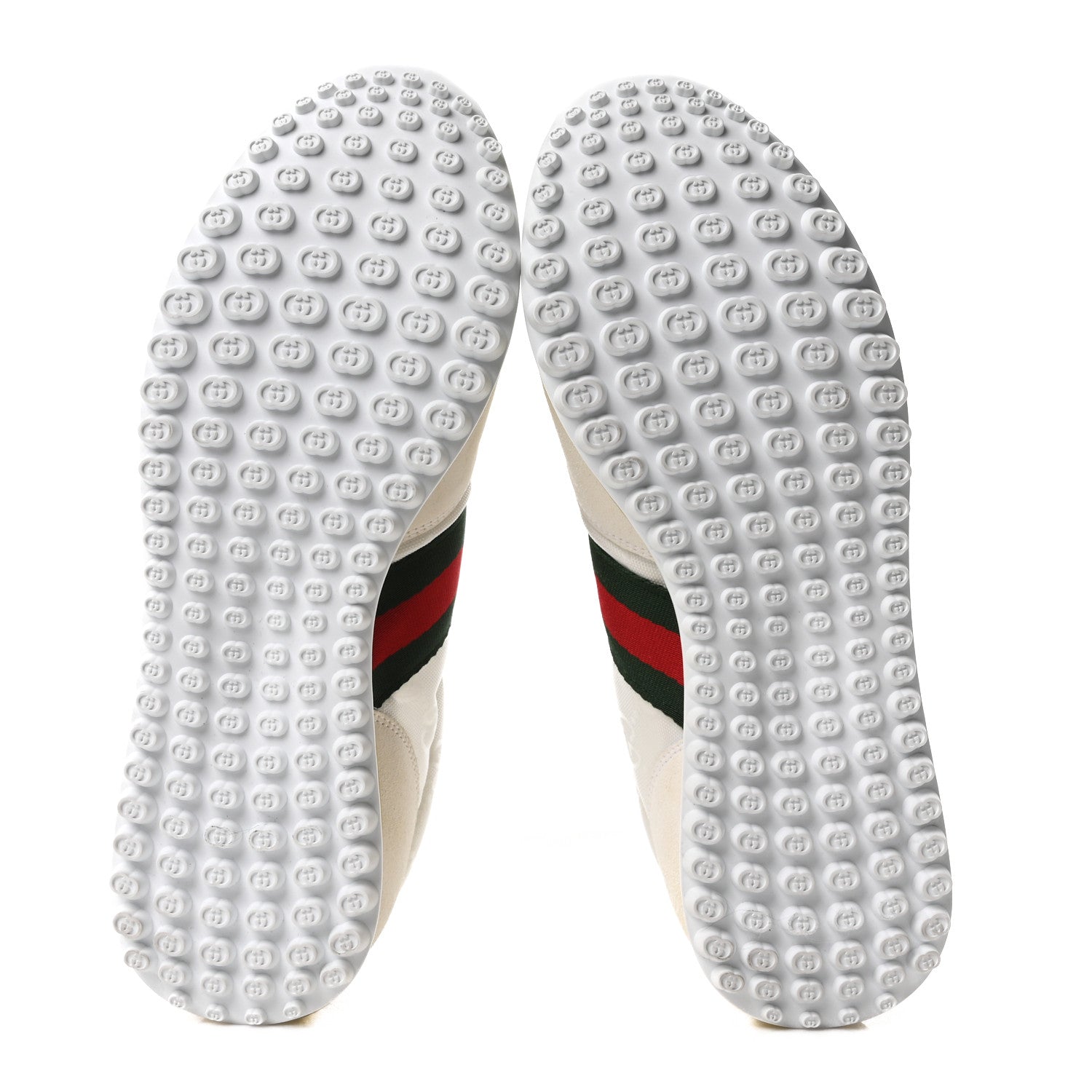 Gucci Suede Calfskin Mens Re-Web Sneakers 8 White 6 of 9