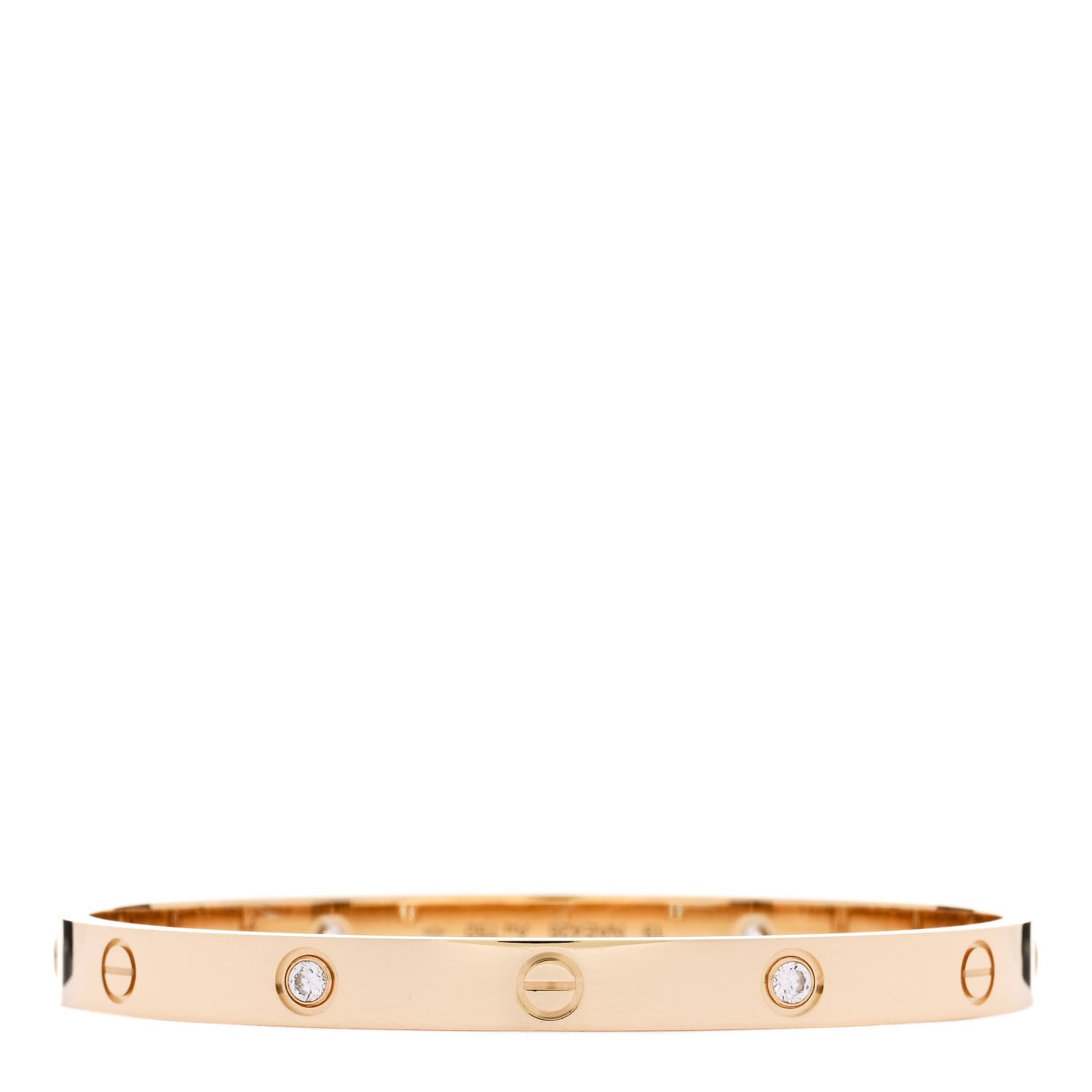Cartier 18K Yellow Gold 4 Diamond LOVE Bracelet 19 2 of 6
