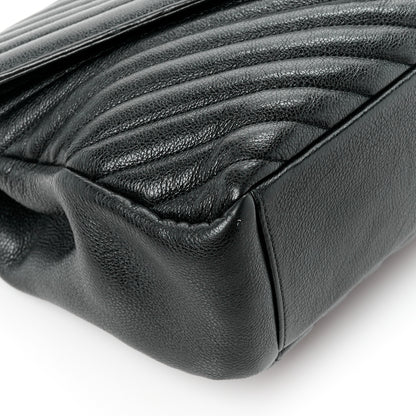 Saint Laurent Sheepskin Matelasse Chevron Monogram Large College Satchel Black 11 of 12