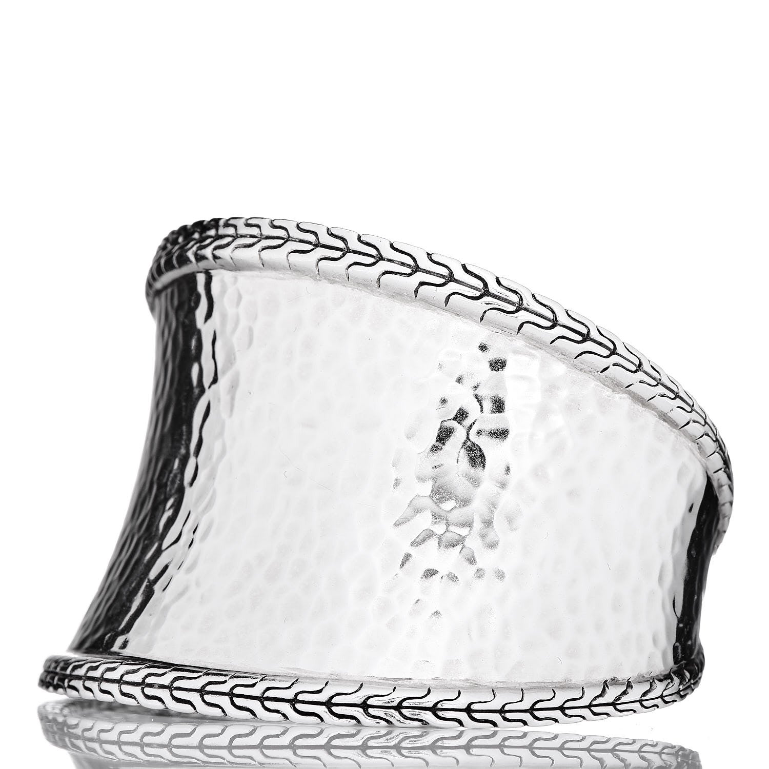 John Hardy Sterling Silver Classic Chain Hammered Cuff M 3 of 6