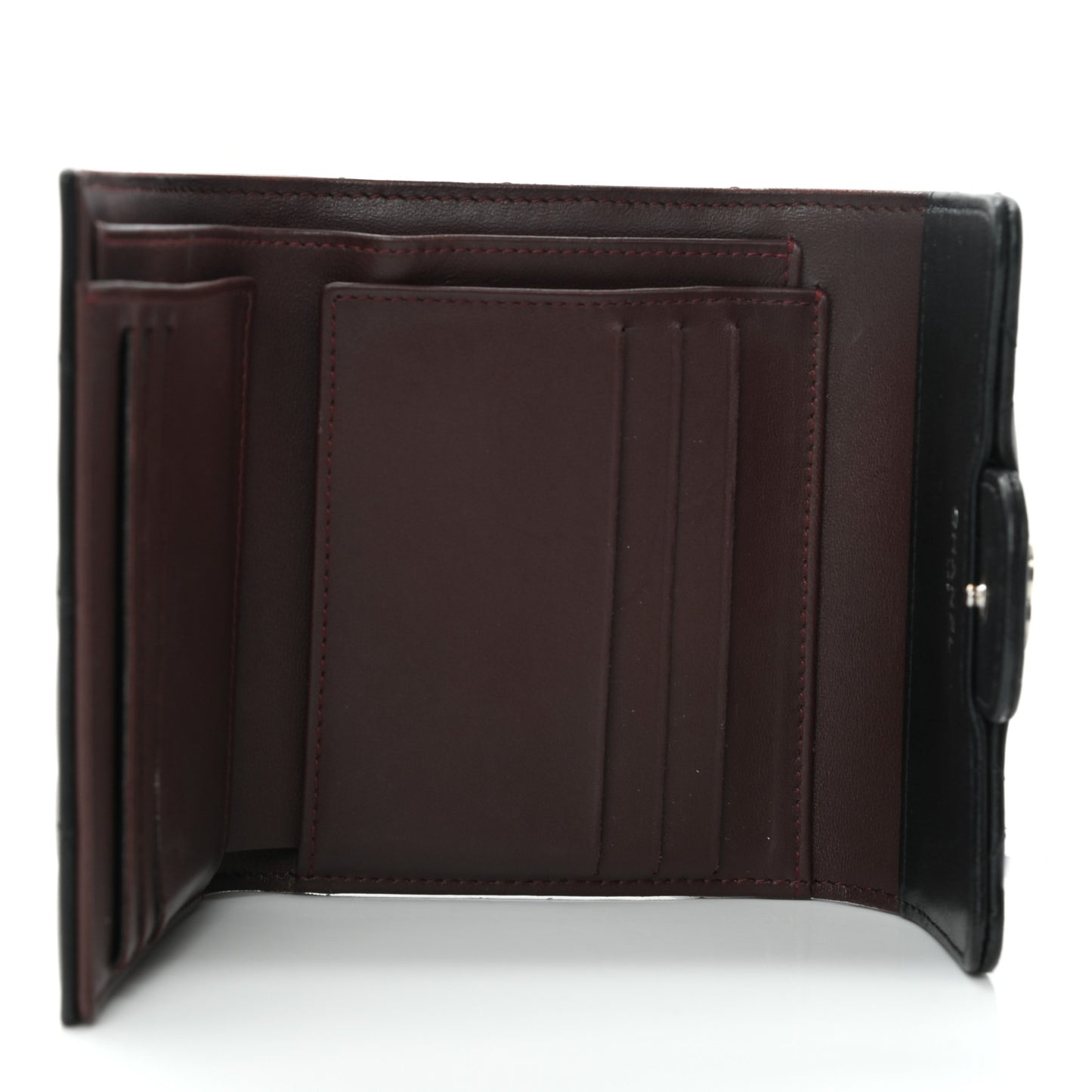 Lambskin Quilted Compact Flap Wallet Black