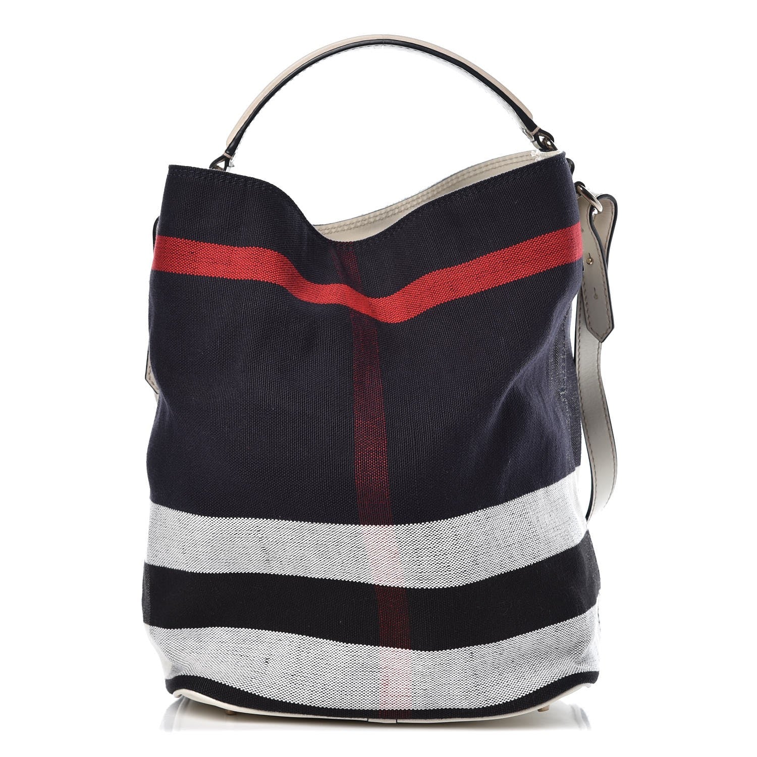Burberry Canvas Mega Check Medium Ashby Hobo White 1 of 9