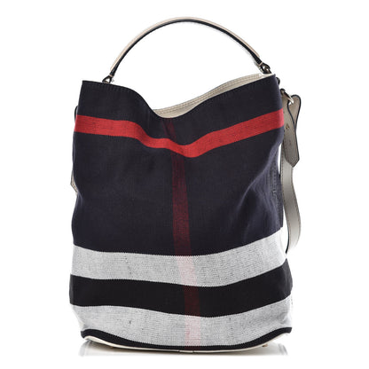 Burberry Canvas Mega Check Medium Ashby Hobo White 1 of 9