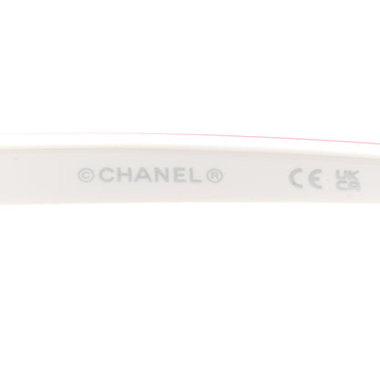 Chanel Acetate Shield Quilted Sunglasses 71655A White Red 5 of 8