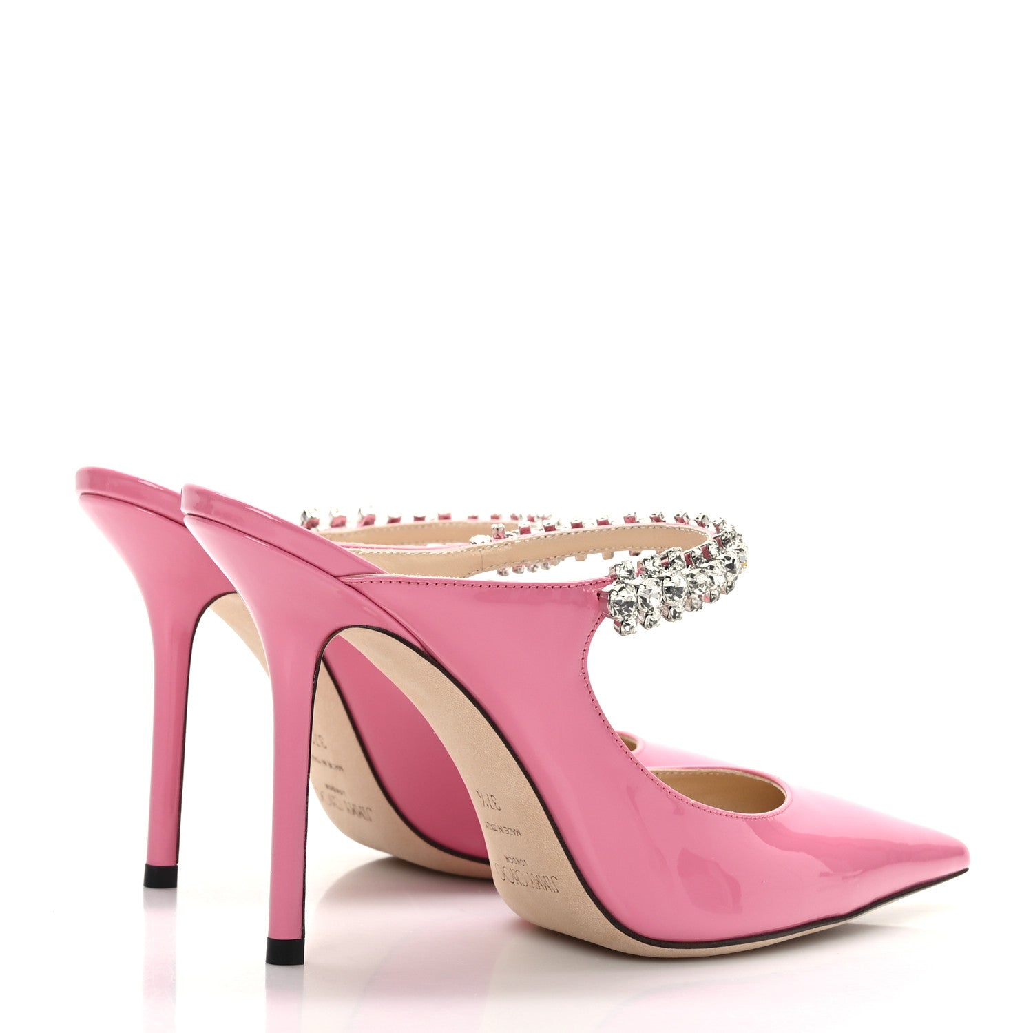 Jimmy Choo Patent Crystal Bing 100 Pumps 37.5 Candy Pink 4 of 7
