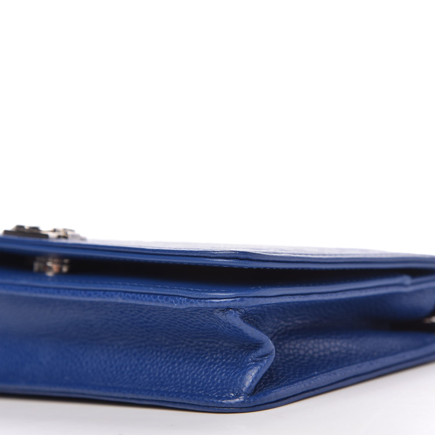 Chanel Caviar Chevron Quilted Boy Wallet On Chain WOC Blue 7 of 11