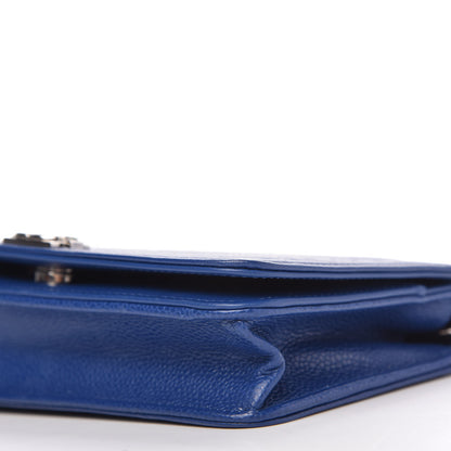 Chanel Caviar Chevron Quilted Boy Wallet On Chain WOC Blue 7 of 11
