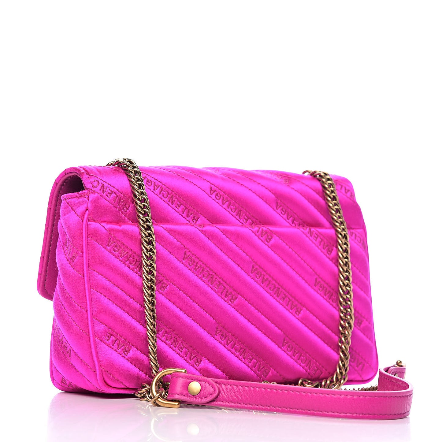 Satin Jacquard Logo Matelasse BB Chain Wallet Fuchsia