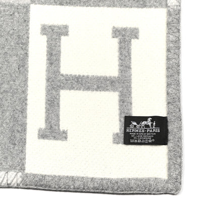 Hermes Wool Cashmere Avalon III Blanket Ecru Gris Clair 3 of 3