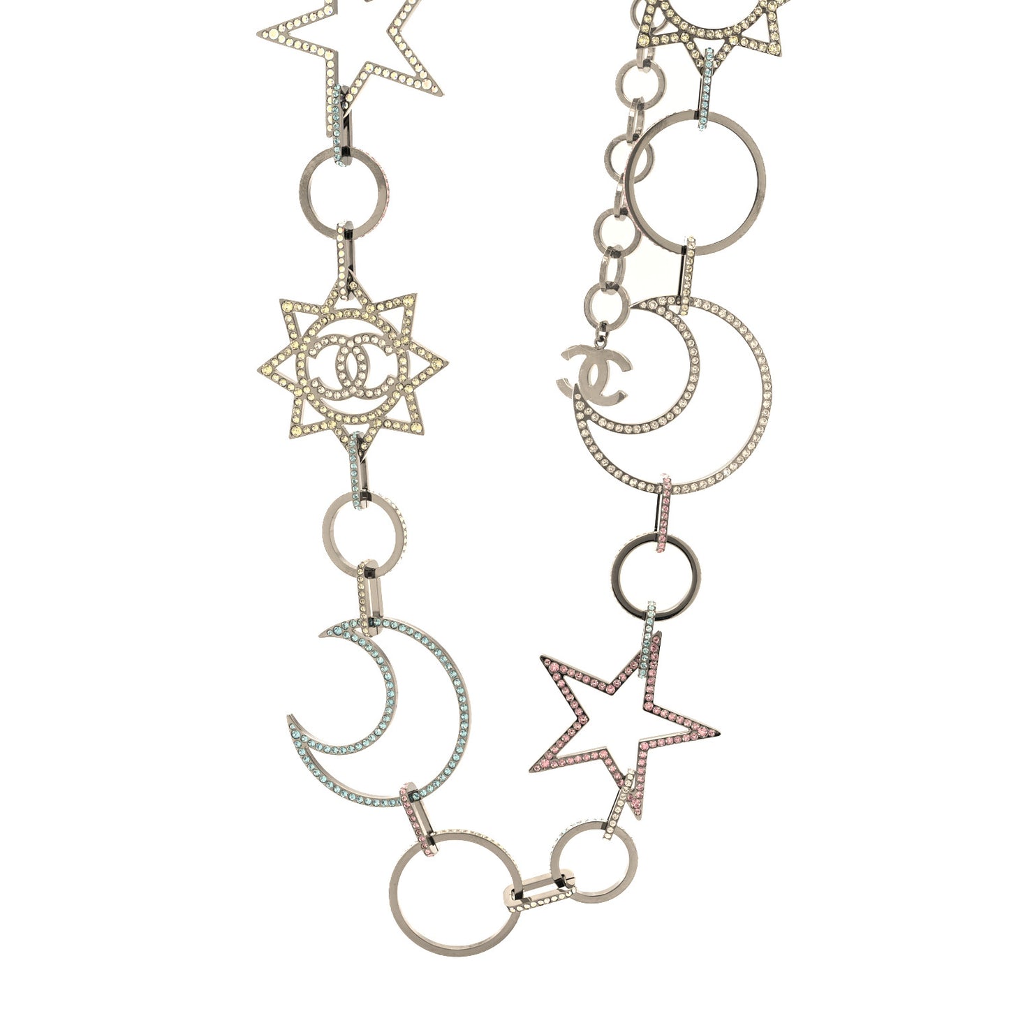 Ruthenium Crystal CC Star Moon Star Necklace