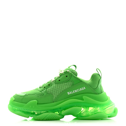 Balenciaga Fabric Mesh Clear Sole Womens Triple S Sneakers 38 Green 1 of 7