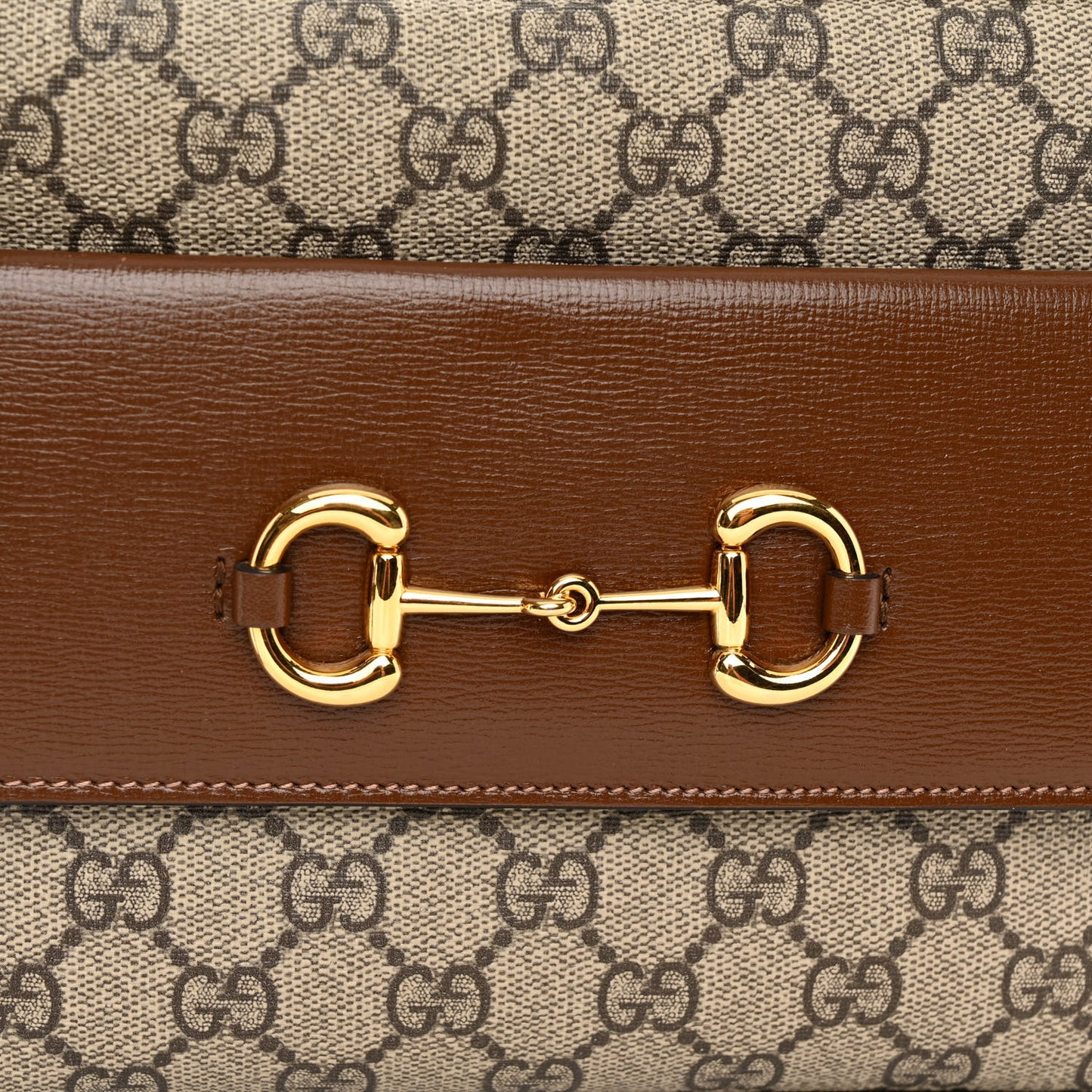 GG Supreme Monogram Small Horsebit 1955 Shoulder Bag Beige Brown Sugar