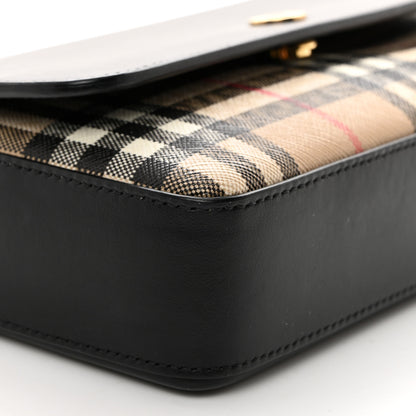 Burberry Calfskin Vintage Check New Hampshire Bag Black 10 of 11