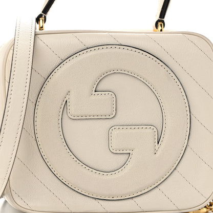 Gucci Sakai Be Green Calfskin Diagonal Stitched Blondie Top Handle Bag Mystic White 7 of 10
