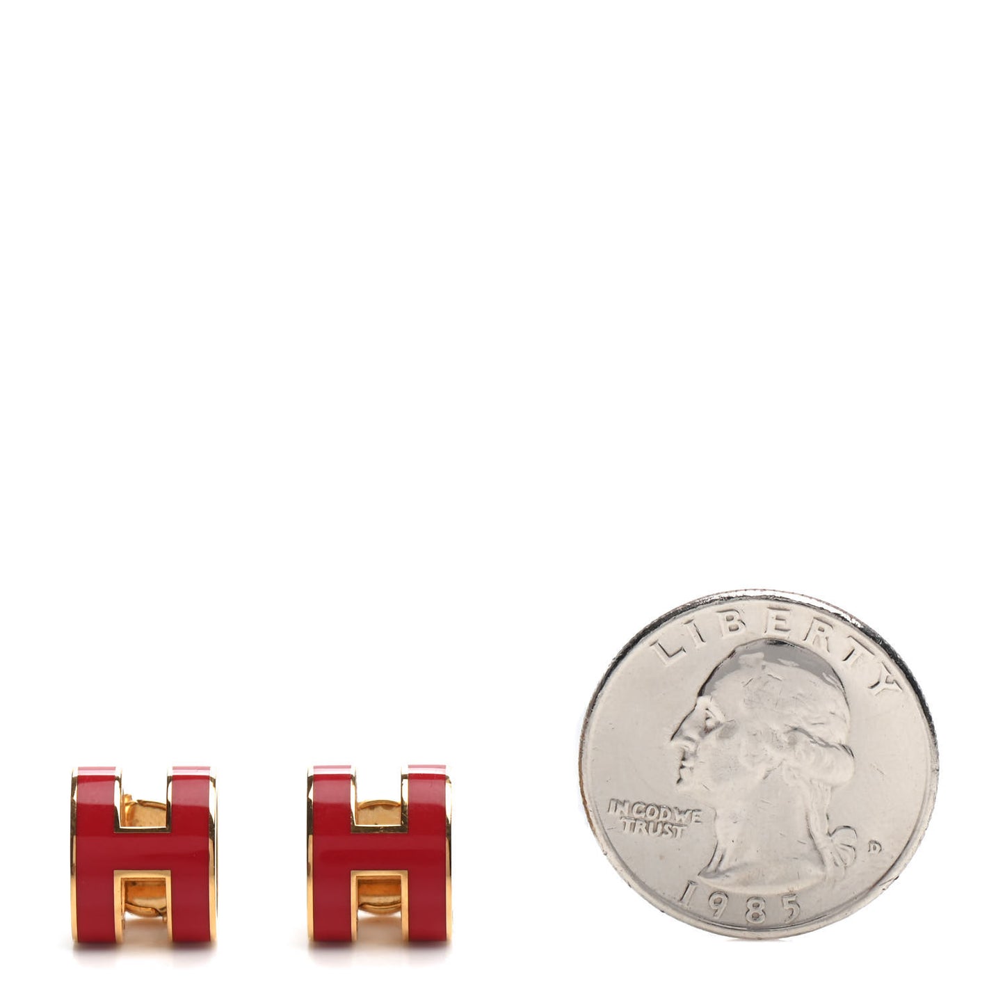 Gold Lacquered Pop H Earrings Rouge Corail