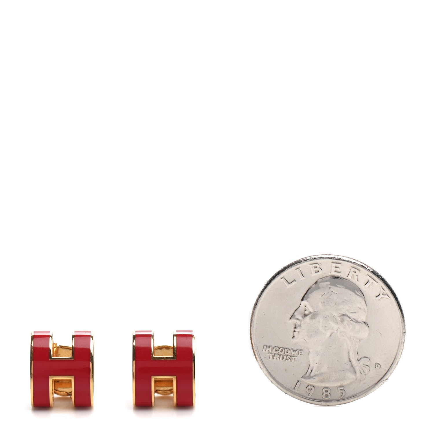 Hermes Gold Lacquered Pop H Earrings Rouge Corail 2 of 6
