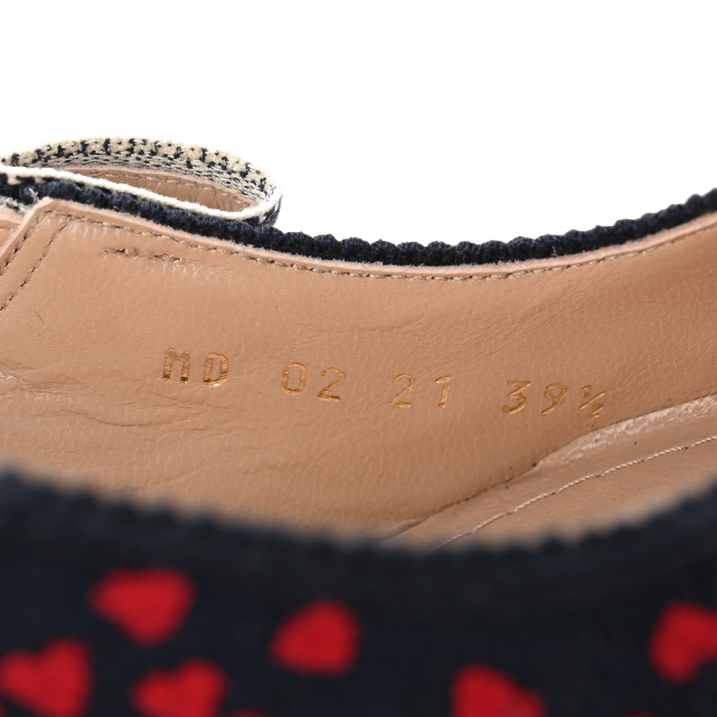Canvas Ribbon Pop Heart I Love Paris Embroidered J'Adior Slingback 65mm Pumps 39.5 Deep Blue Red