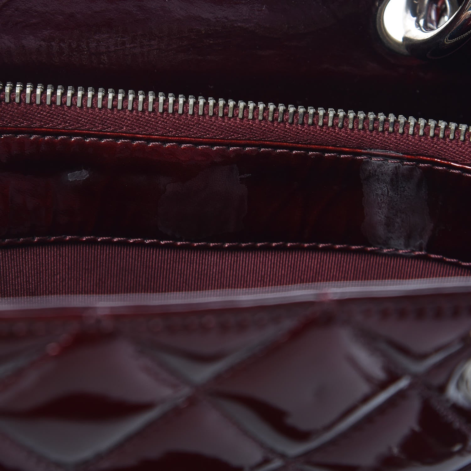 Chanel Patent Quilted Grand Shopping Tote GST Dark Bordeaux 10 of 17