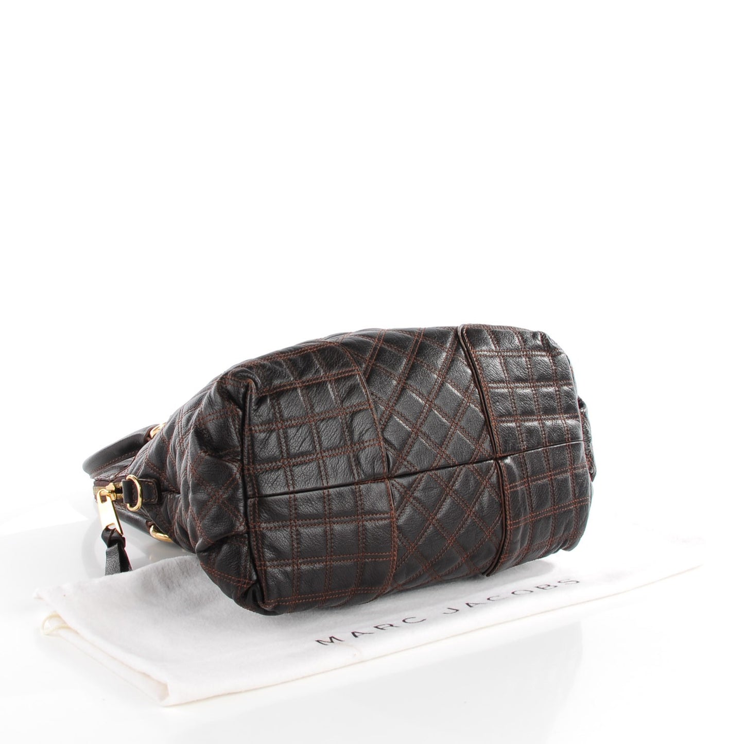 Lacquered Goatskin Quilting Class Satchel Truffle