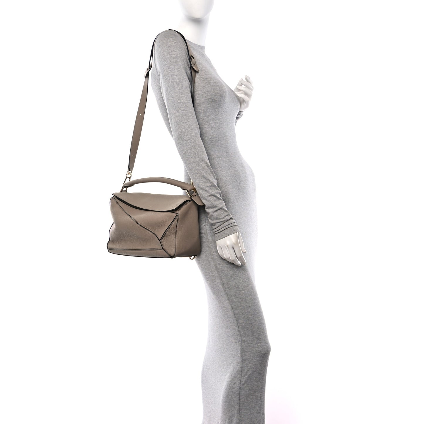 Grained Calfskin Medium Puzzle Bag Sand