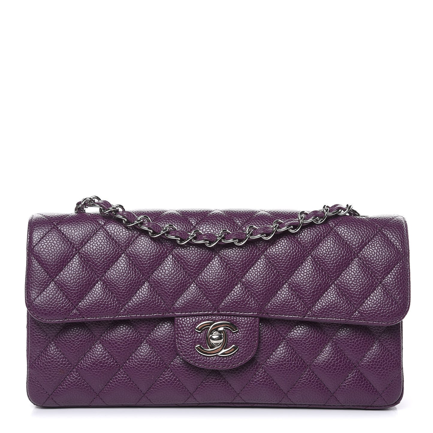 Caviar Quilted East West Flap Purple